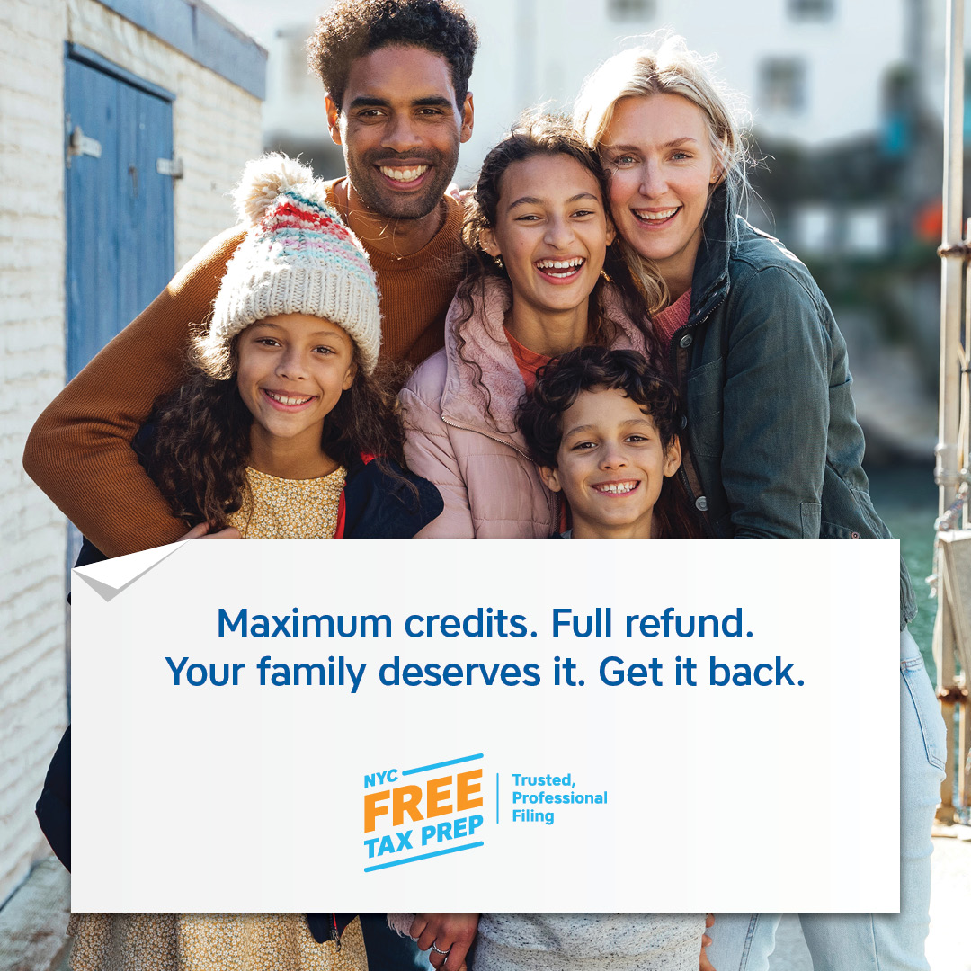 English version of family filer NYC Free Tax Prep campaign ad