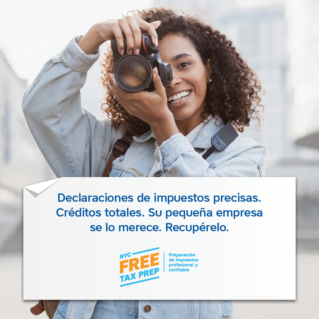 Spanish version of self employed filer NYC Free Tax Prep campaign ad
