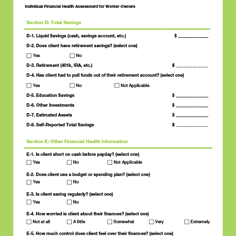 Individual Financial Health Assessment for Worker-Owners