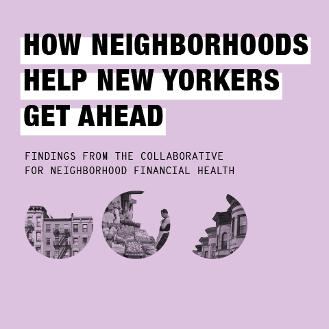 Light purple report cover for How Neighborhoods Help New Yorkers Get Ahead