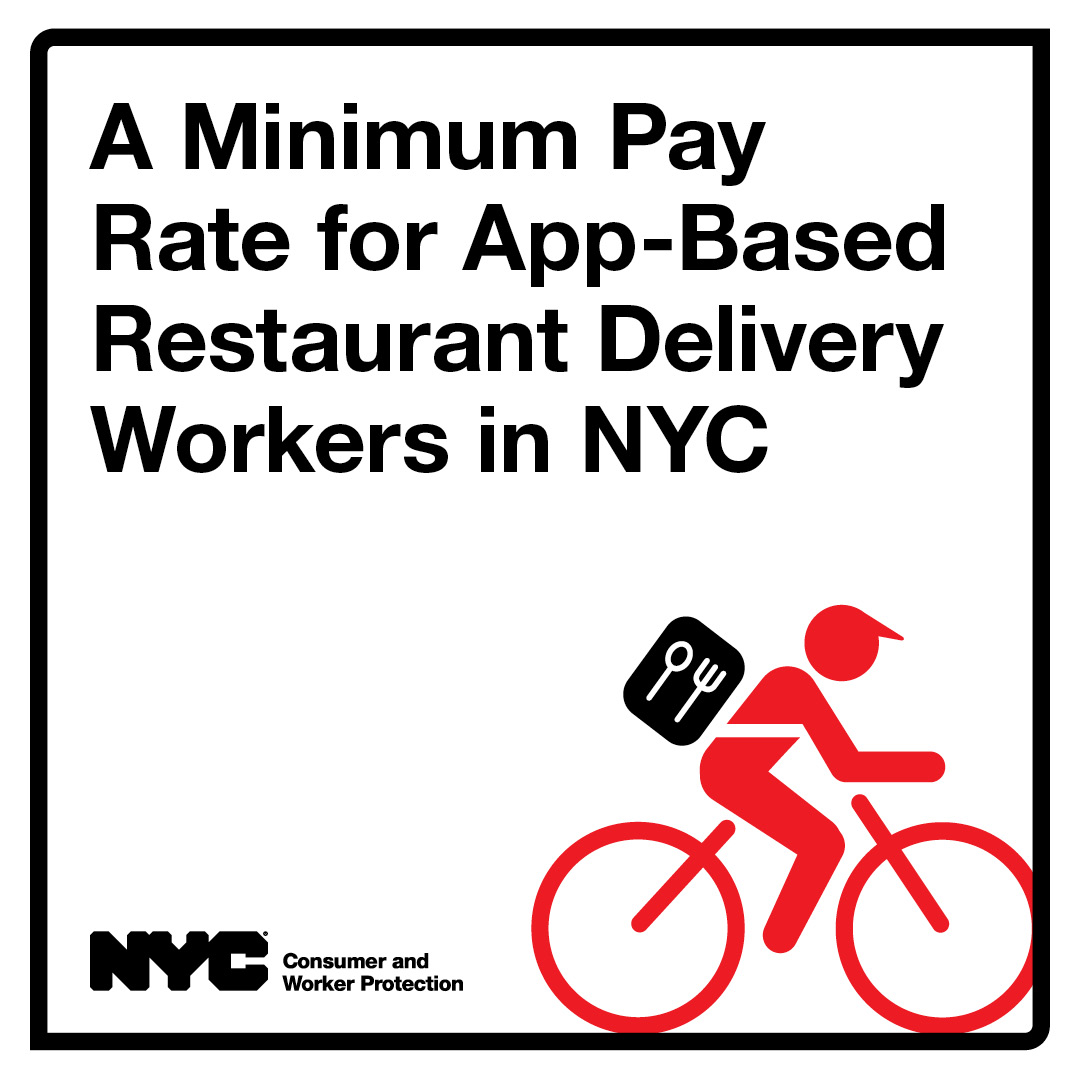 Report cover for A Minimum Pay Rate for App-Based Restaurant Delivery Workers in NYC