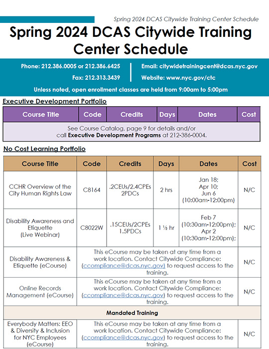CTC Course Schedule