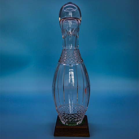 Mayor Guiliani - Cut Glass Bowling pin from Maplewood Lanes Brooklyn