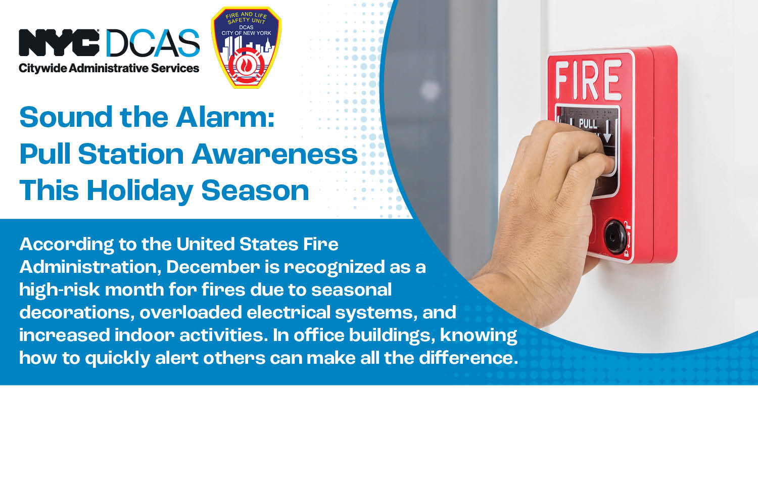 Sound the alarm. A hand is pulling an emergency alarm device.
                                           