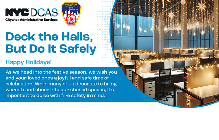 Picture of cubicles lit up for the winter holidays Deck the Halls But Do It Safely