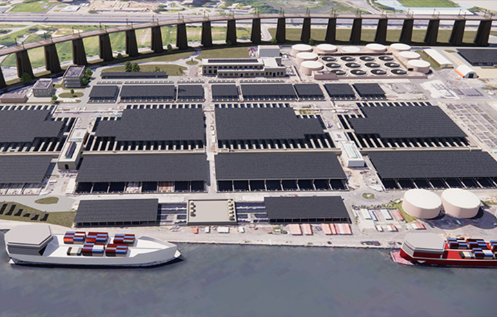 Wastewater facility on Wards Island aerial view.
                                           