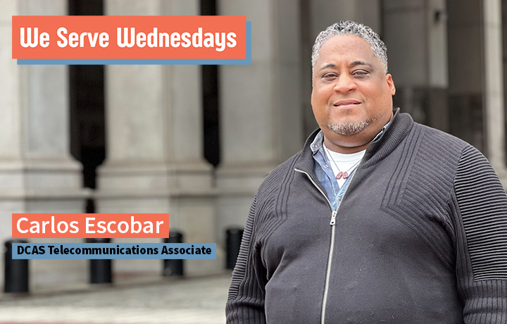 Man stands outside in front of the arches of One Centre St.
                                           