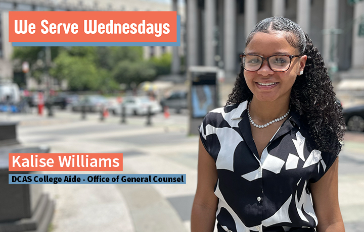 Kalise Williams poses outside of the courthouses in Lower Manhattan.
                                           