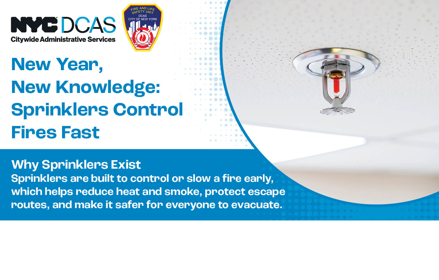 New Year. New Knowledge. A picture of a ceiling sprinkler.
                                           