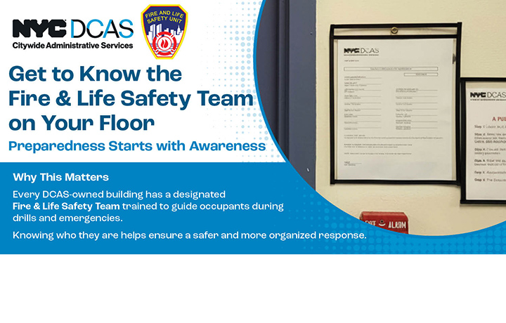 Fire safety team chart posted on the wall above the fire alarm.
                                           