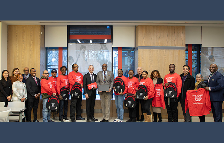 Commissioner Molina and Director join the first cohort on their first day of class.
                                           