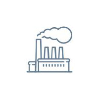 An icon of an industrial plant blowing smoke.