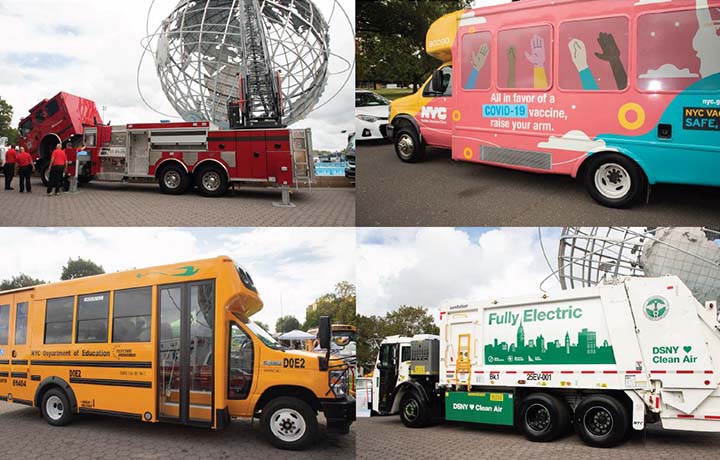 4 vehicles on display at the NYC Fleet Show.
                                           