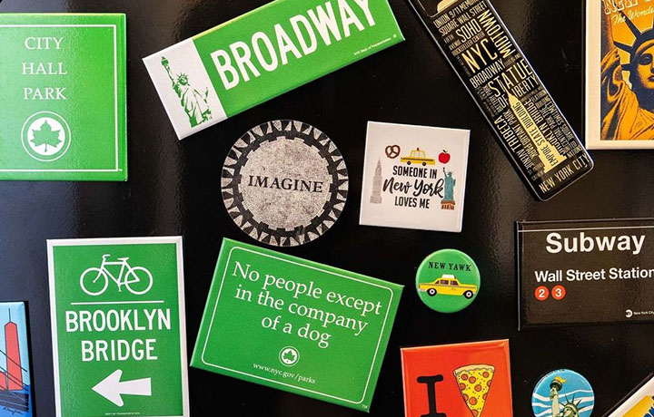 CityStore magnet wall with various items for sale in the CityStore.