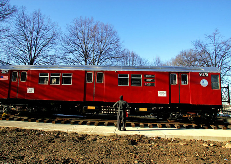 A 1959-1963 Redbird fleet painted subway car.
