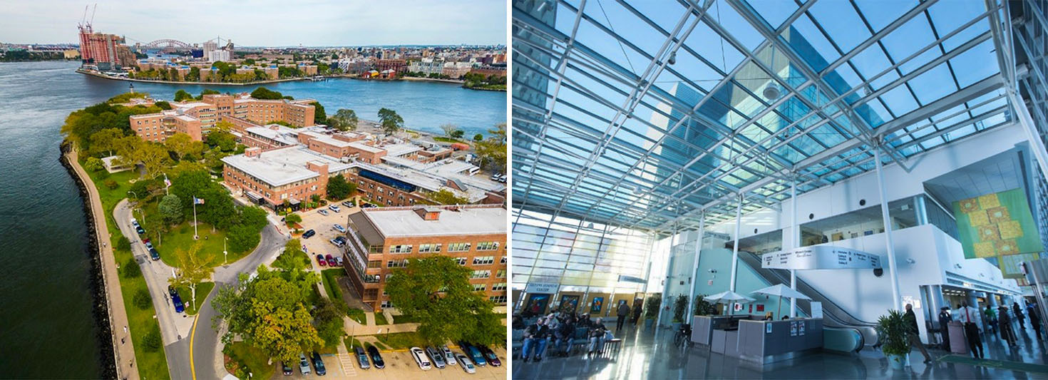 NYC Health + Hospitals/Coler on Roosevelt Island and NYC Health + Hospitals/Queens in Jamaica, Queens (Source: NYC Health + Hospitals)