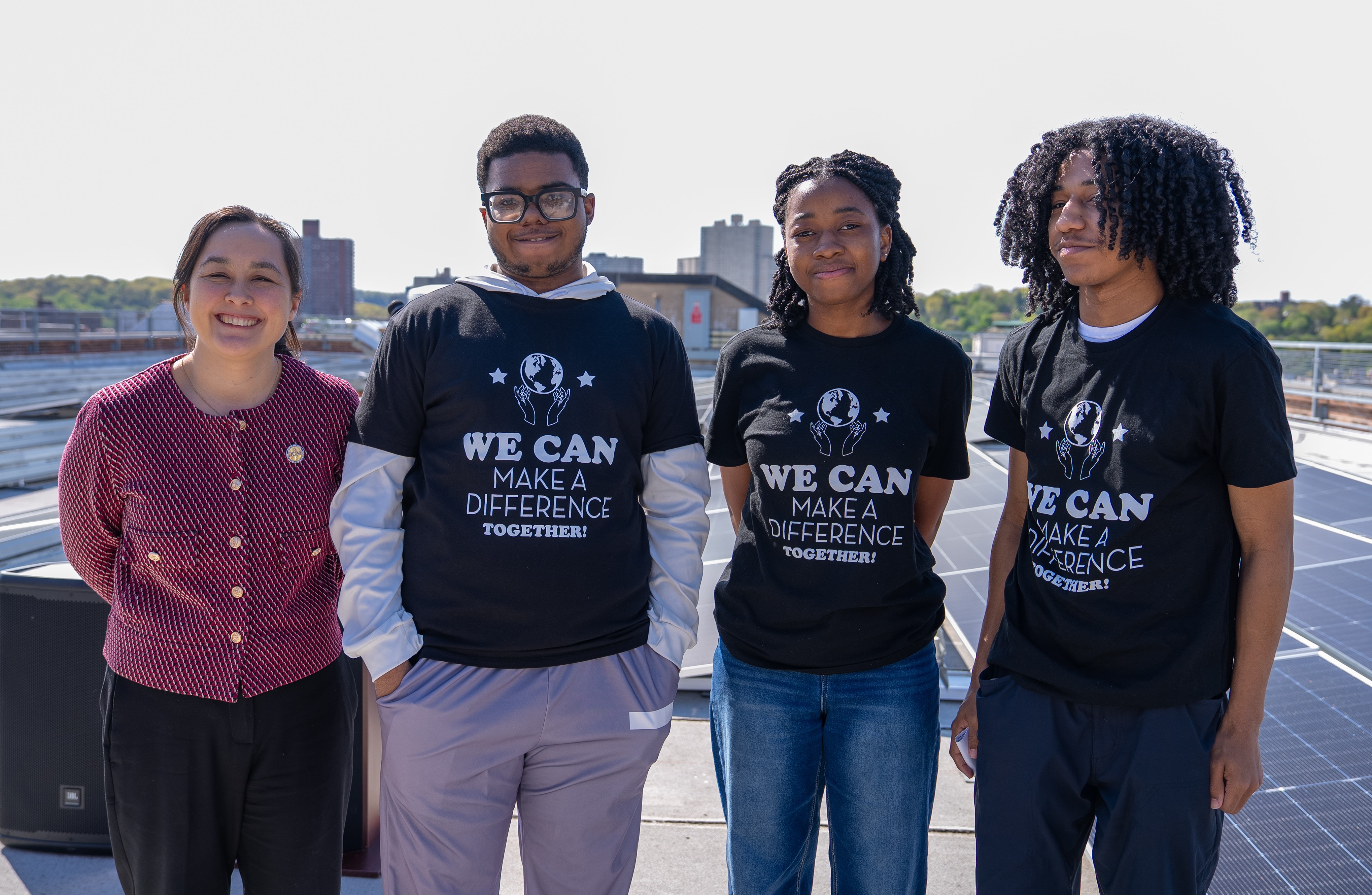 DCAS Commissioner Yume Kitasei and members of the Green Justice Club at Marie Curie High School

