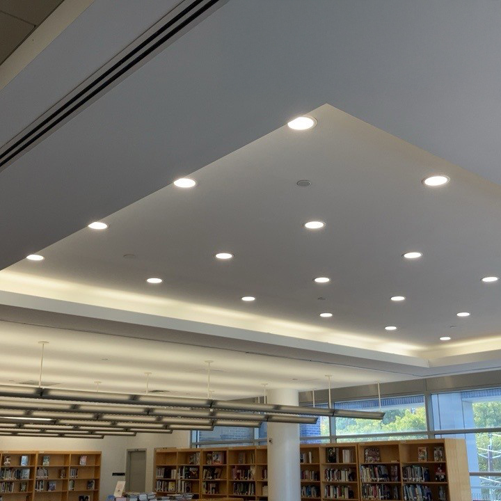 New LED light installations in an auditorium in a high school in Queens.