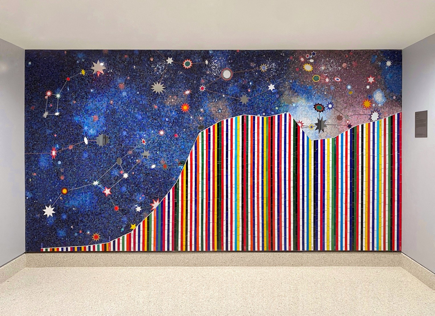 Amy Pryor's colorful graph with a star-filled constellation fills up a wall. 