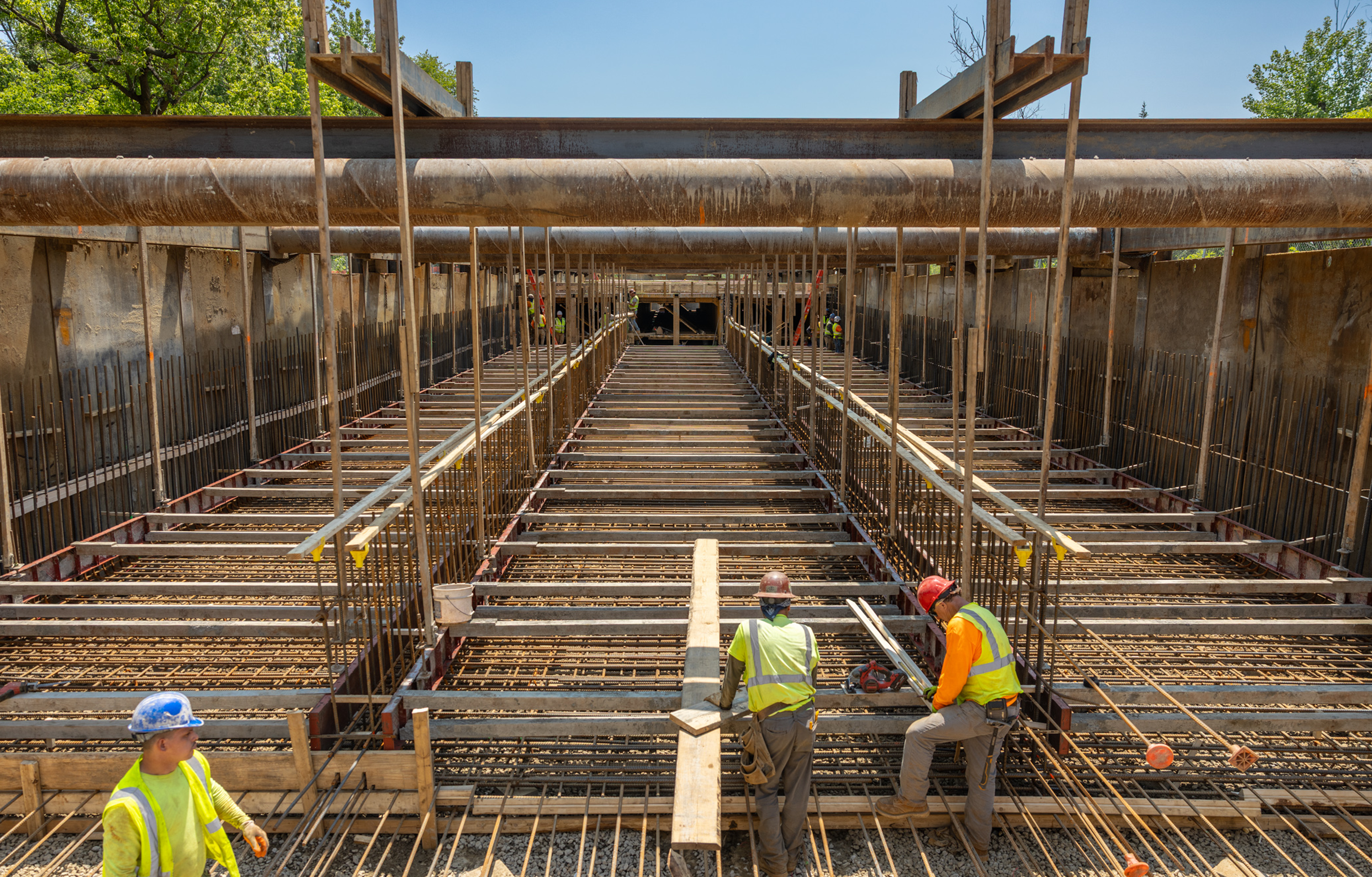 Construction work on triple barrel sewer system
                                           