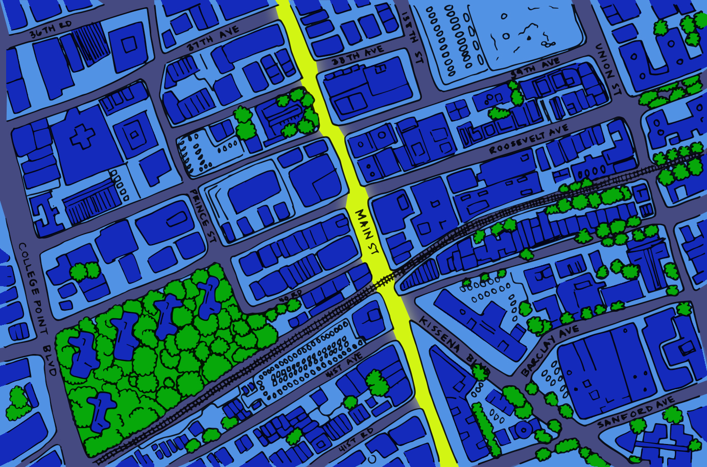 map of reconstruction of main street in Flushing, Queens