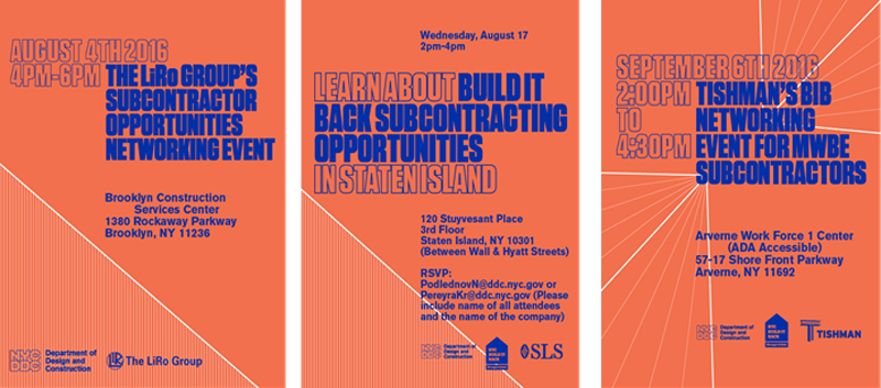 Three program covers for Build it Back events