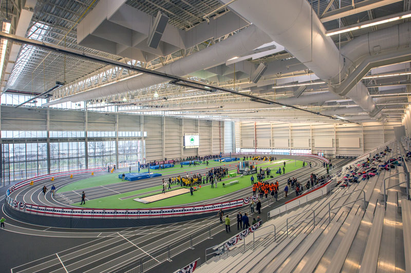 A faraway shot of the interior of the Athletic Complex.