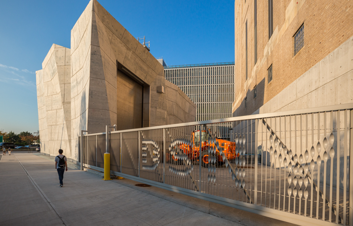 pedestrian walks next to spring street salt shed