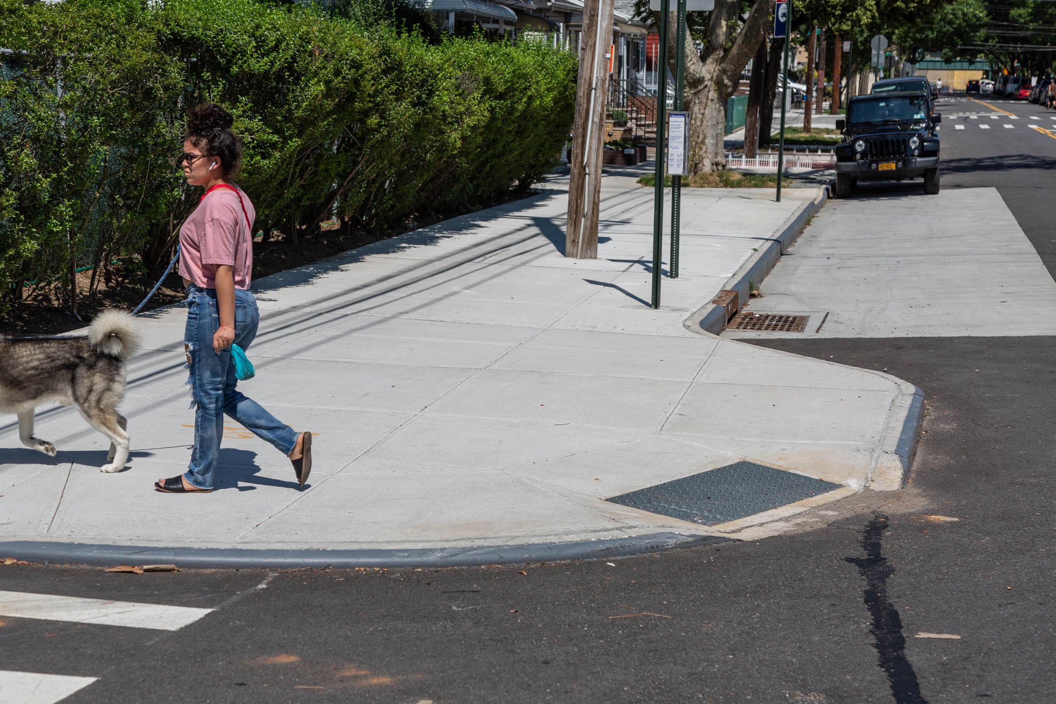 new constructed sidewalk with pedestrian ramp