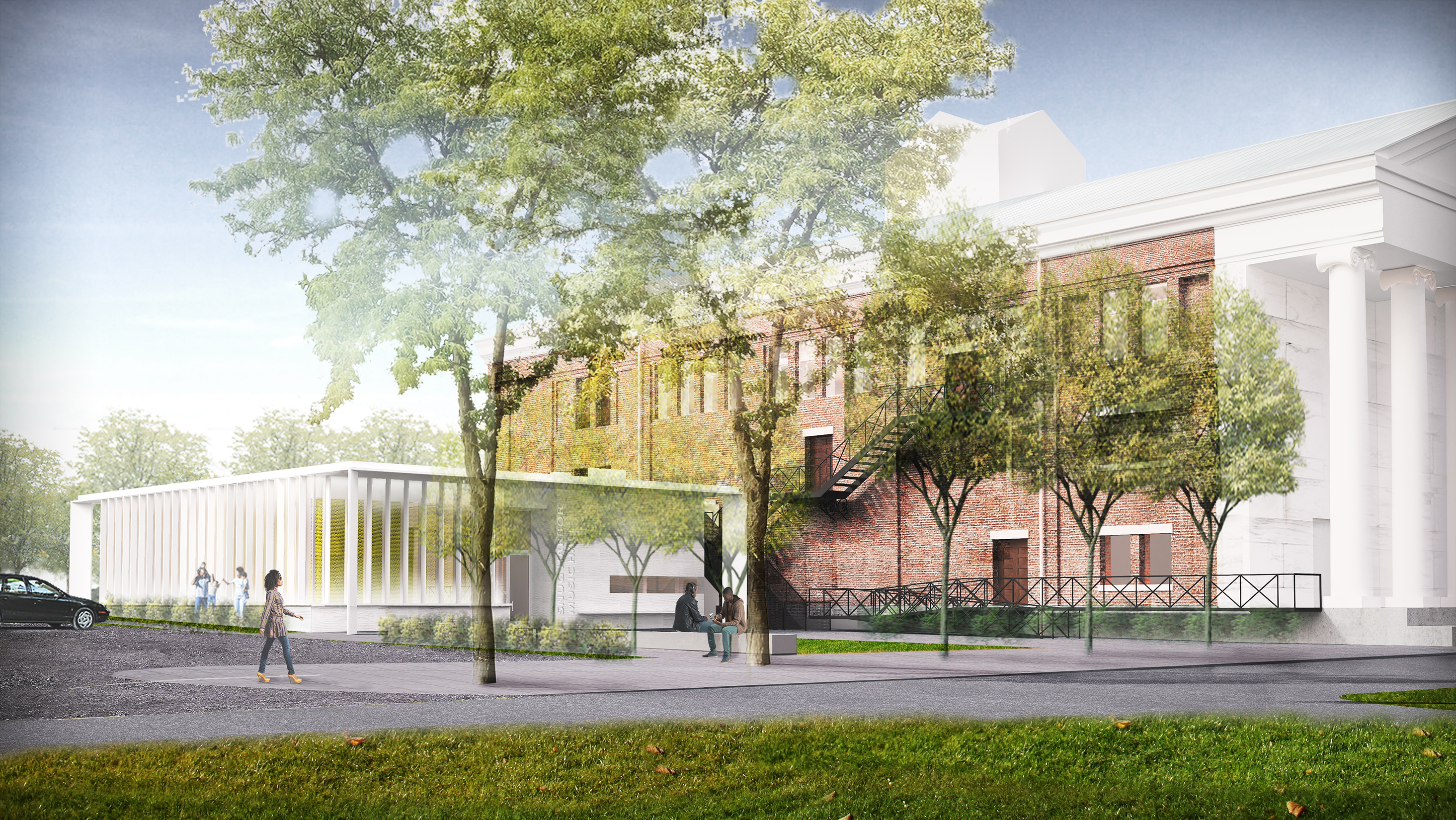 a rendering of the addition to the Snug Harbor Music Hall