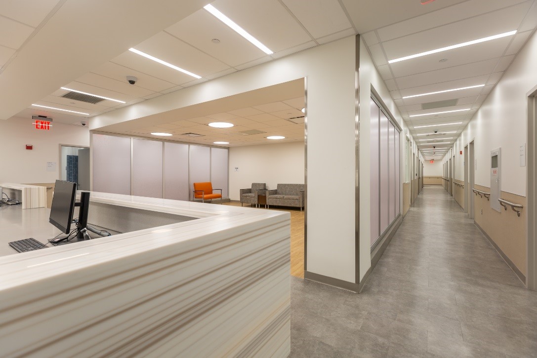 A nurse’s station inside the new Bronx COVID Center of Excellence