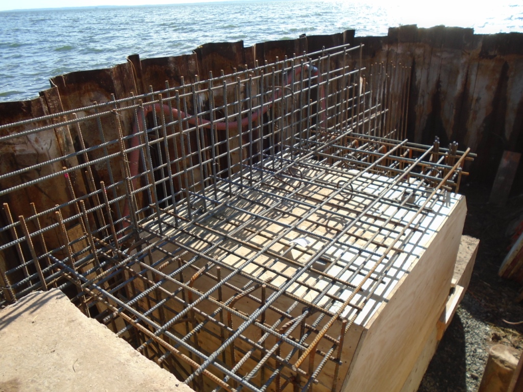 a headwall for one of the new storm sewer chambers being constructed