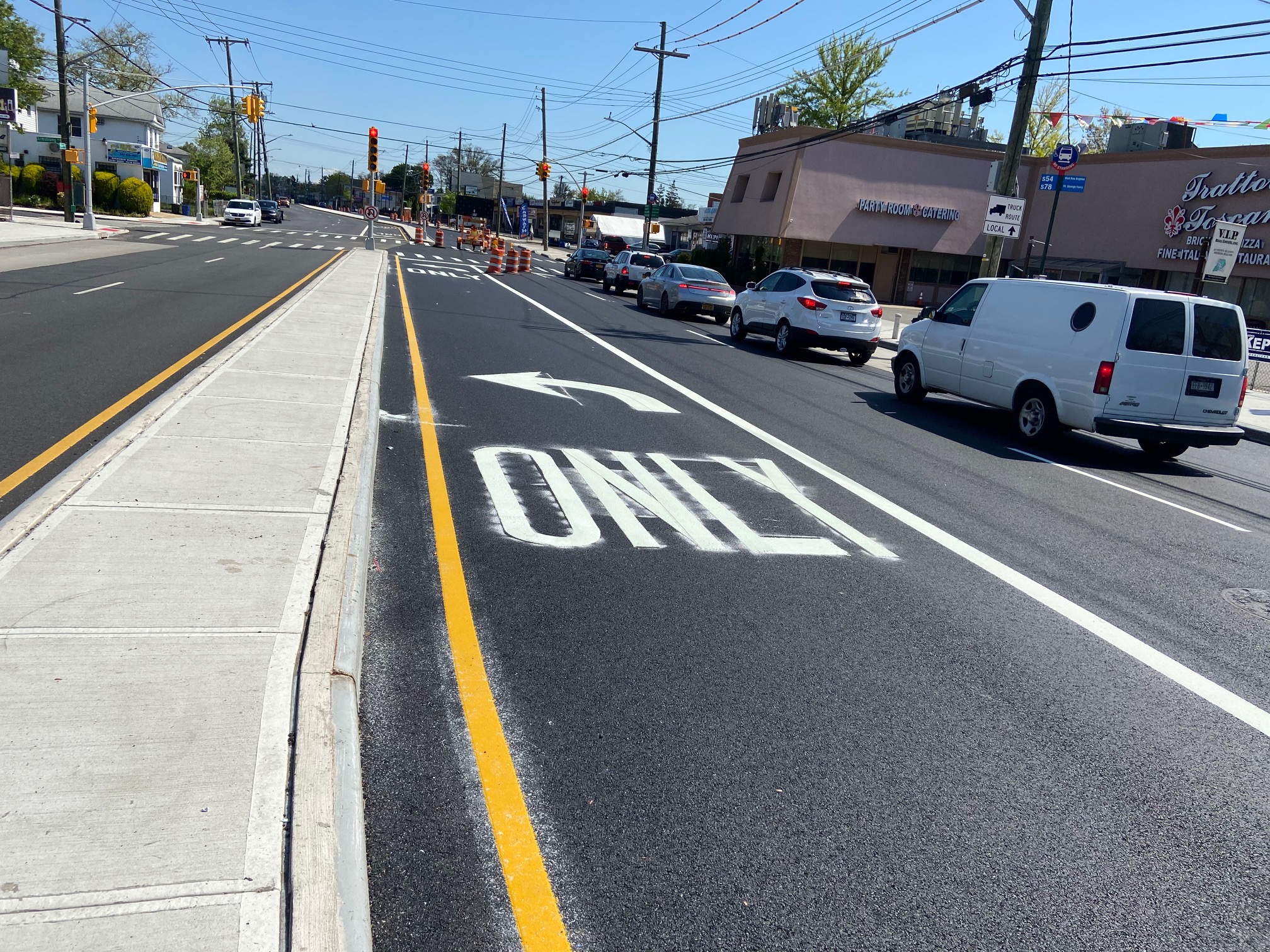 repaved street with new markings