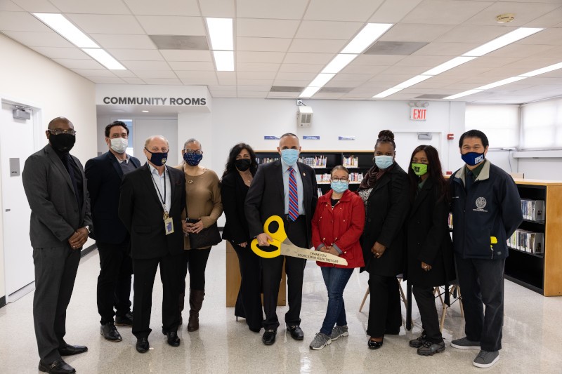 Group photo at Coney Island Library Ribbon Cutting Event