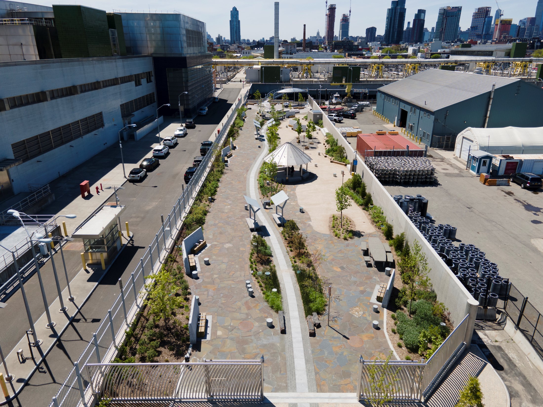 overhead view of the newtown creek nature walk