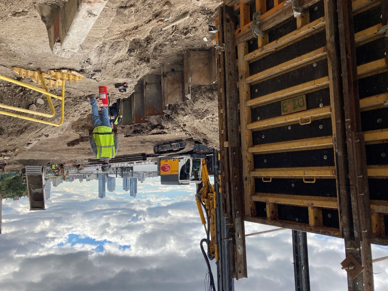 sheet piles on ground at construction site