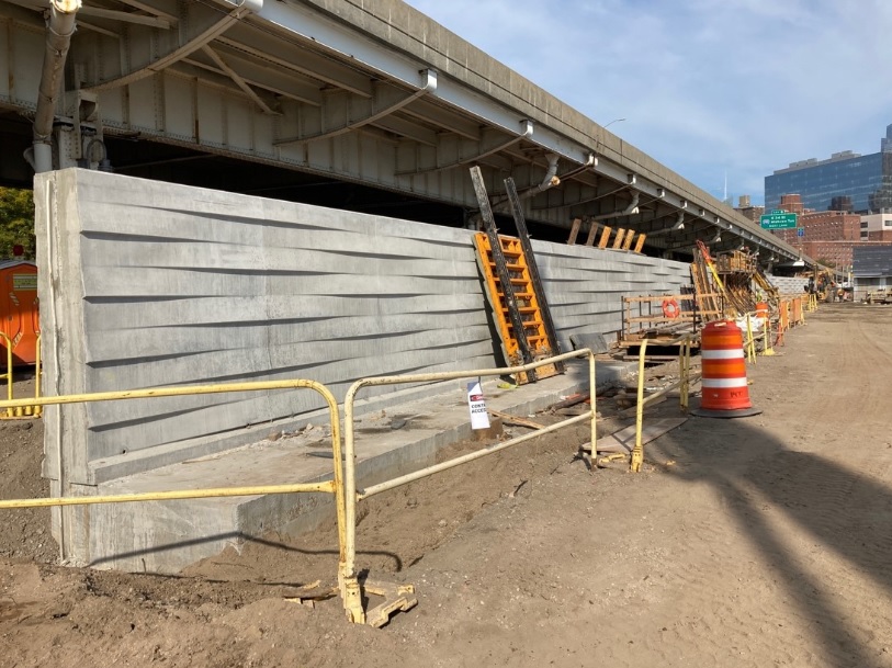 Flood wall under construction