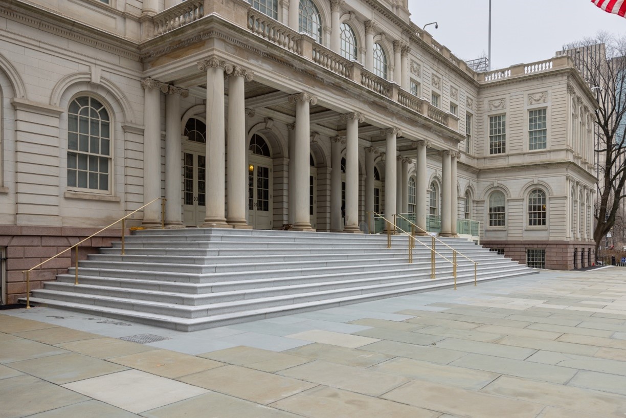 new steps at city hall entrance