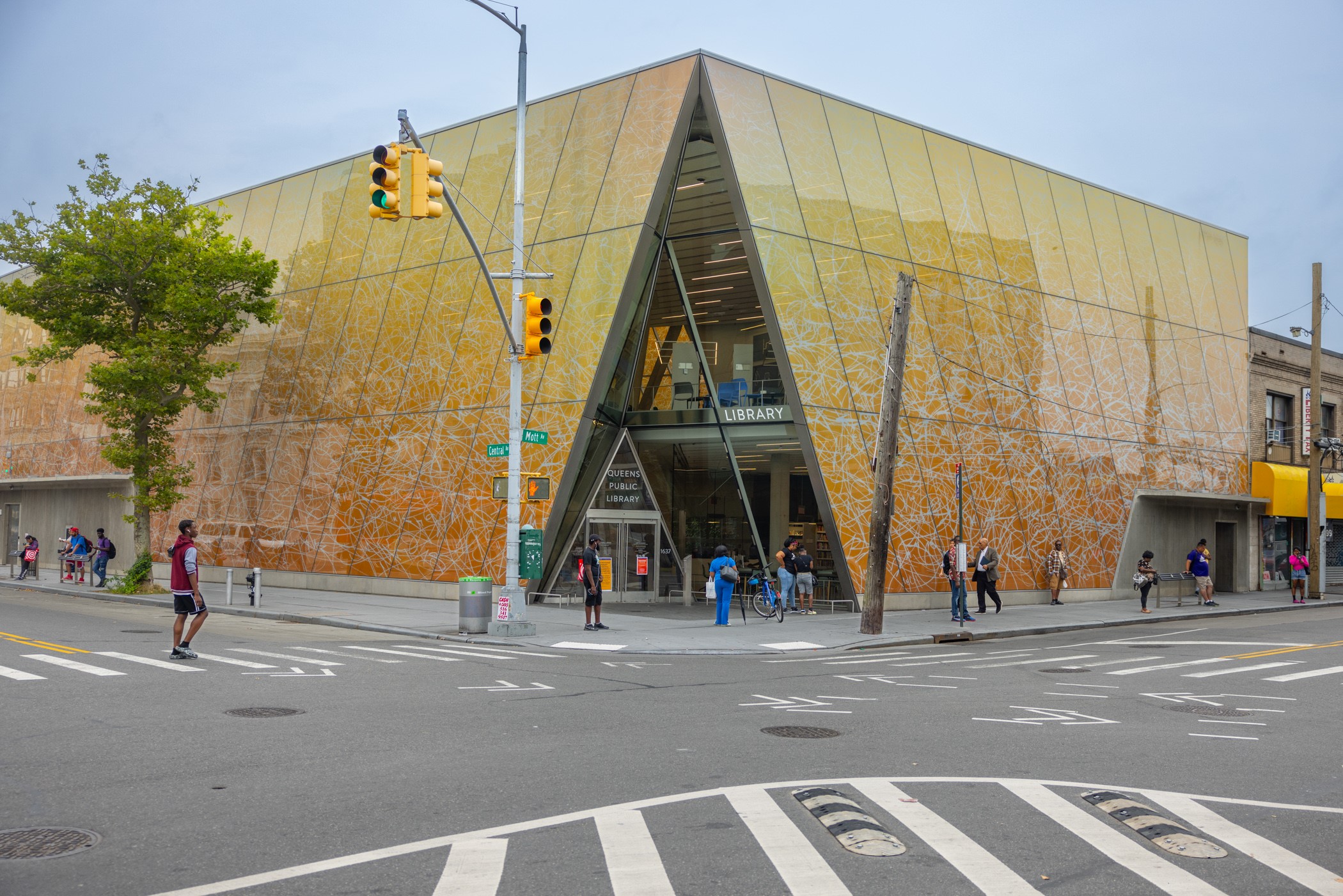 new library on street corner