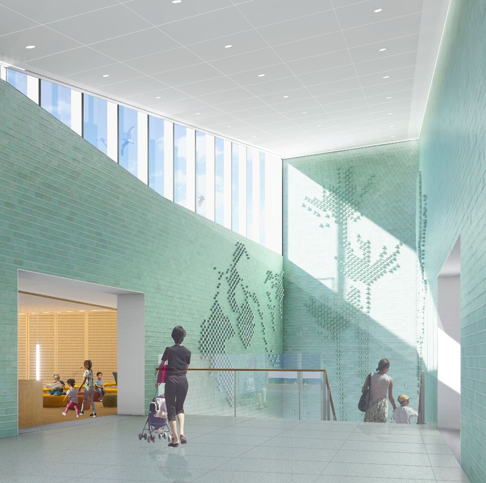 rendering of new interior of library