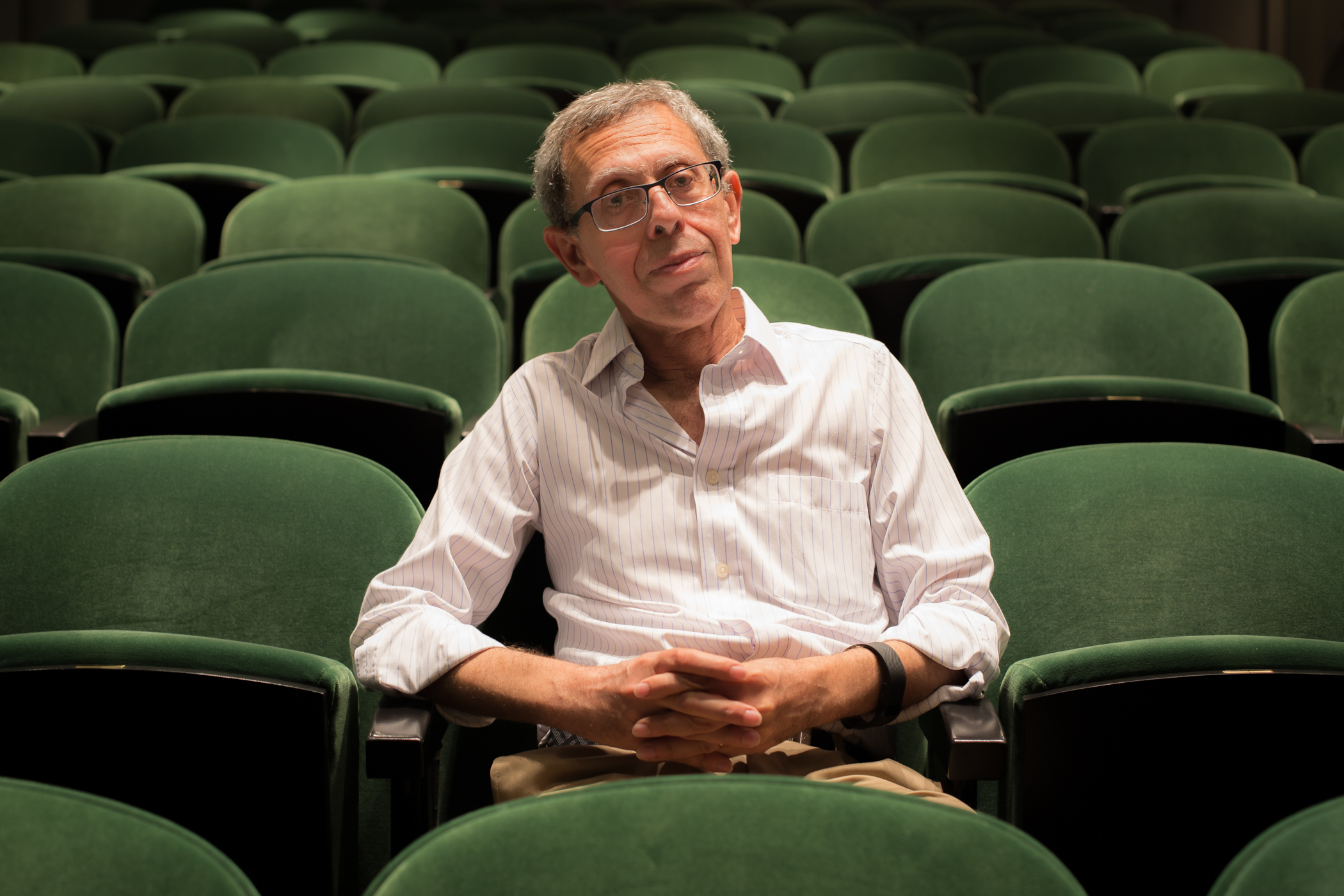 DDC Sr. Construction Project Manager, Tawfik Tawfik, sits in the newly renovated Irish Repertory Theater