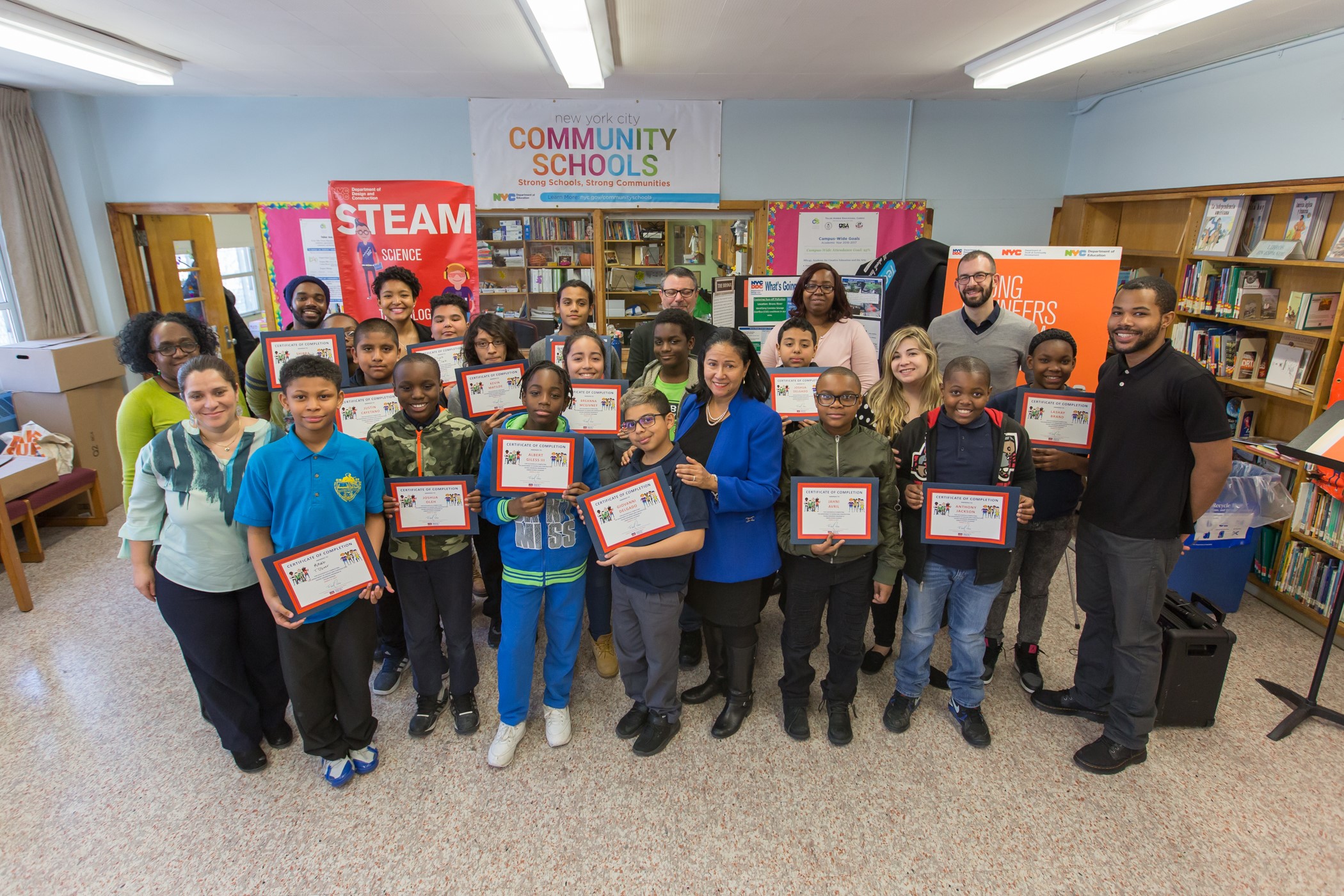 The DDC STEAM Team, LeAp Educators, and Principals from Teller Avenue Campus at the closing showcase ceremony.