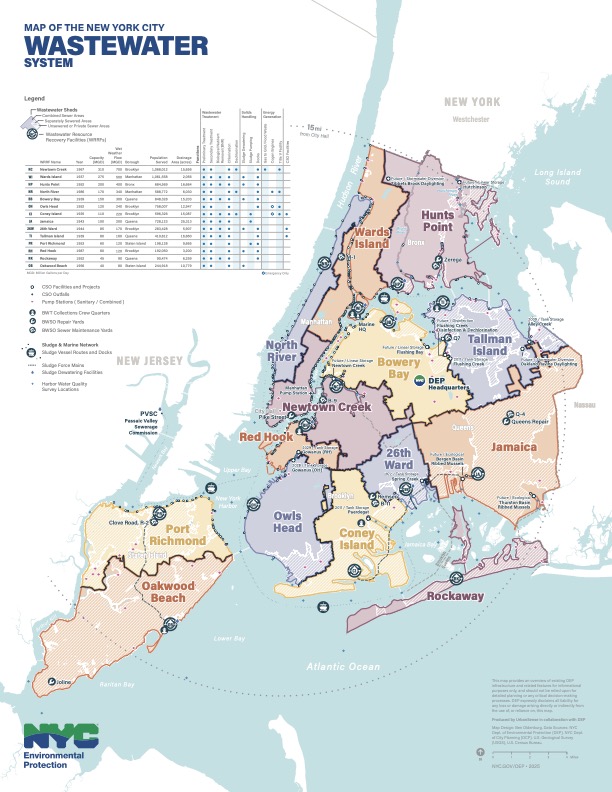 Map of the New York City Wastewater Treatment System