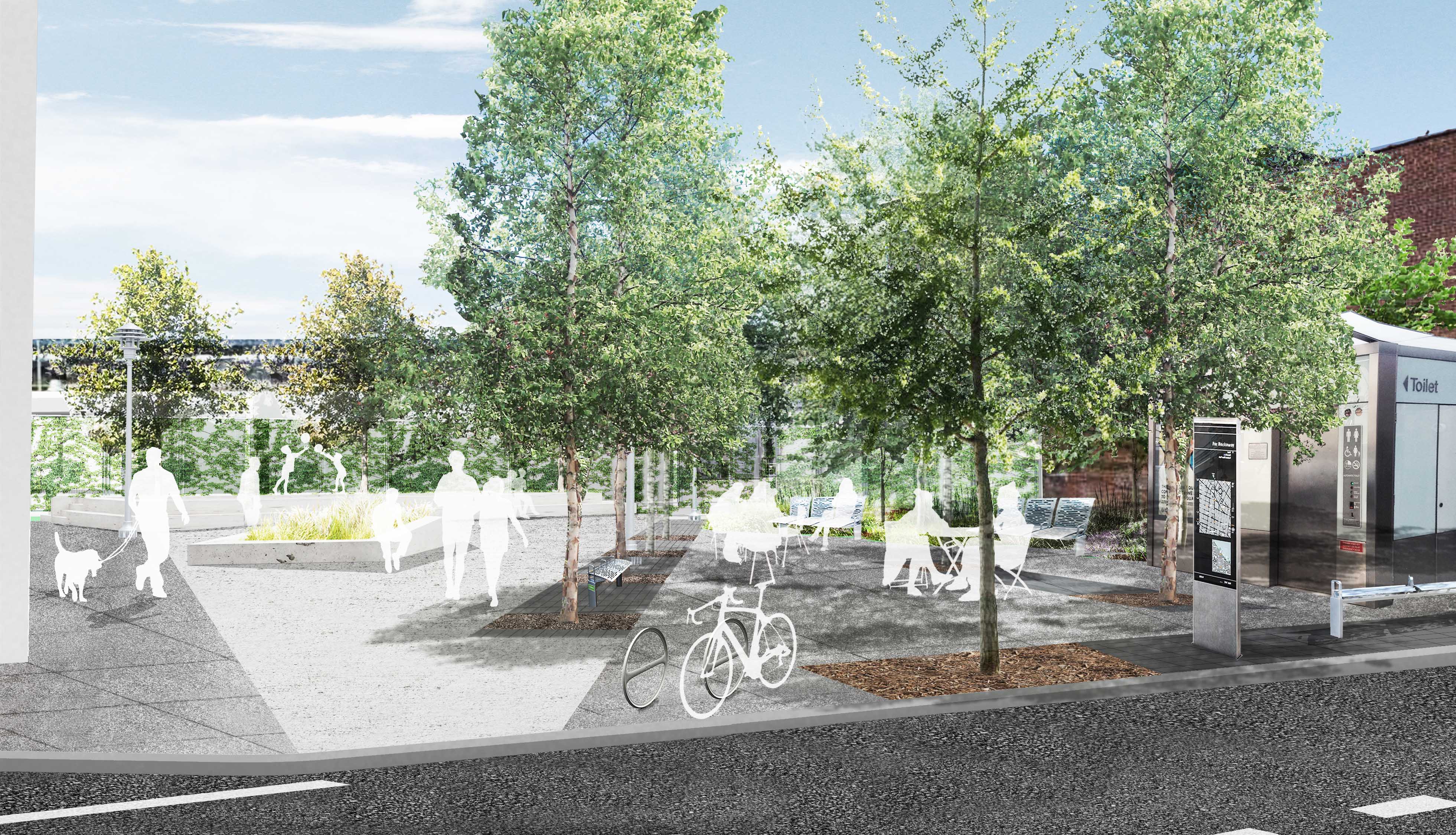 rendering of pedestrian plaza