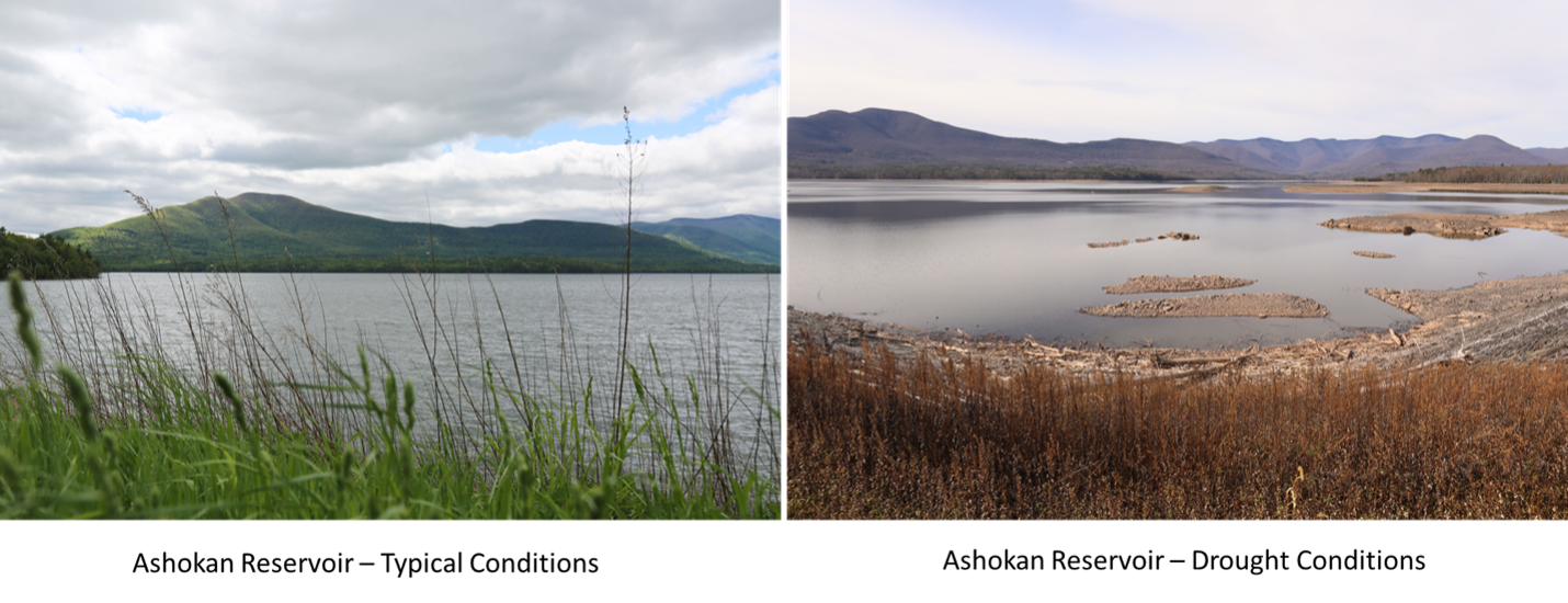 before and after of Ashokan Reservoir During a drought