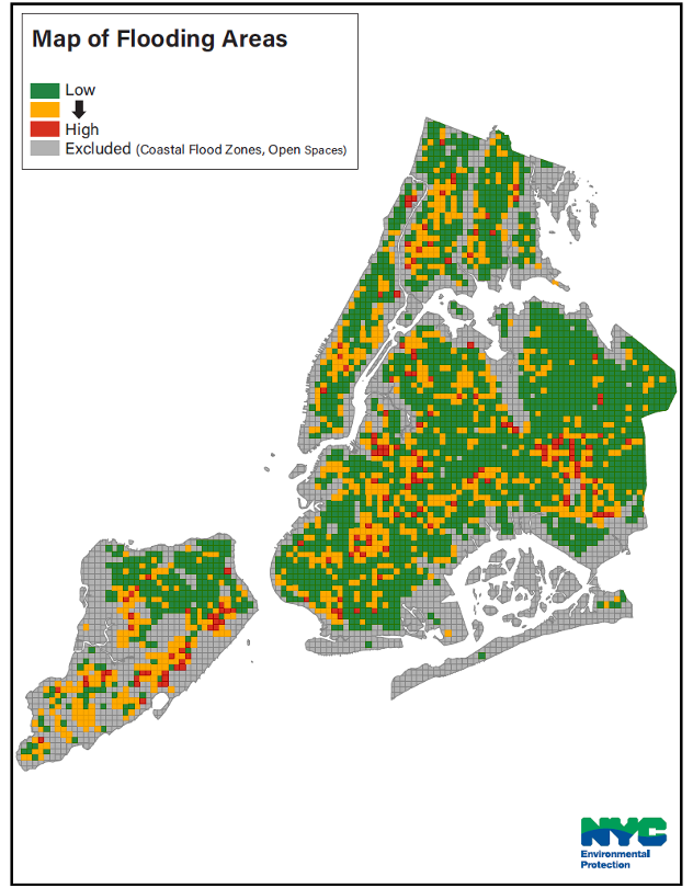 Map of Inland Flooding Risk from 2024 Stormwater Analysis