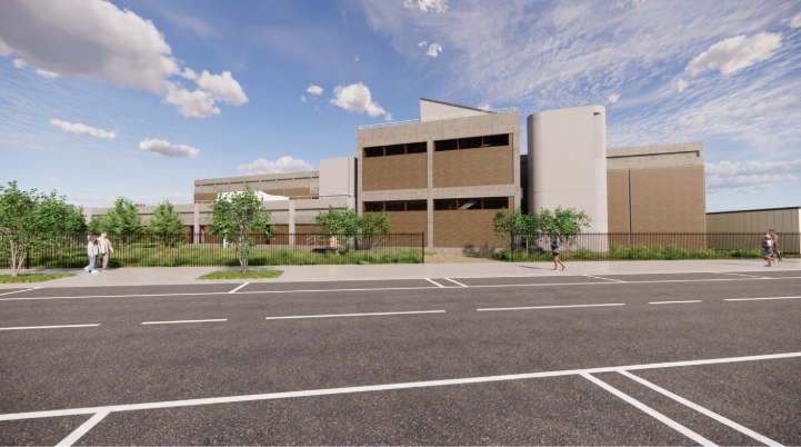 Rendering of new electrical building at Port Richmond WRRF 