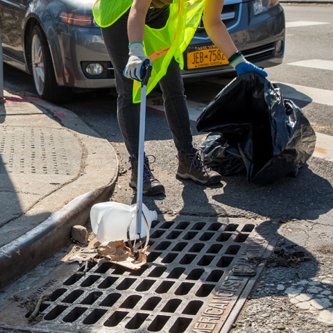 cleaning trash from a catch basin