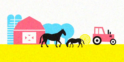 illustration of a farm with animals