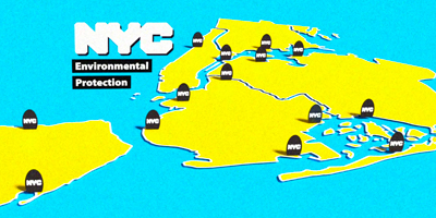 map of nyc with wastewater treatment plant locations